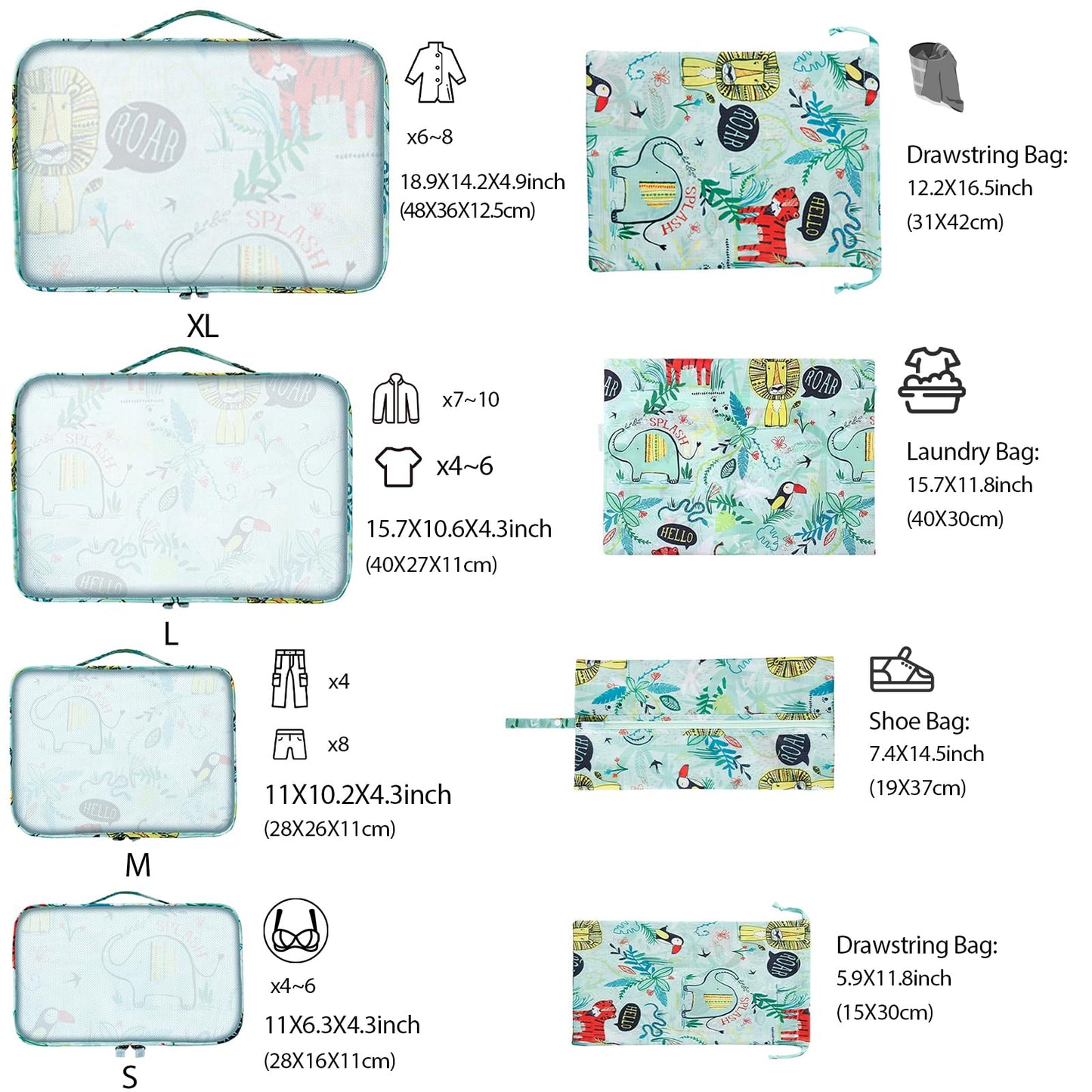 Packing Cubes for Travel, 8 Pieces Luggage Packing Organizers for Suitcase, Kid Packing Cubes, Travel Essentials for Girls and Women