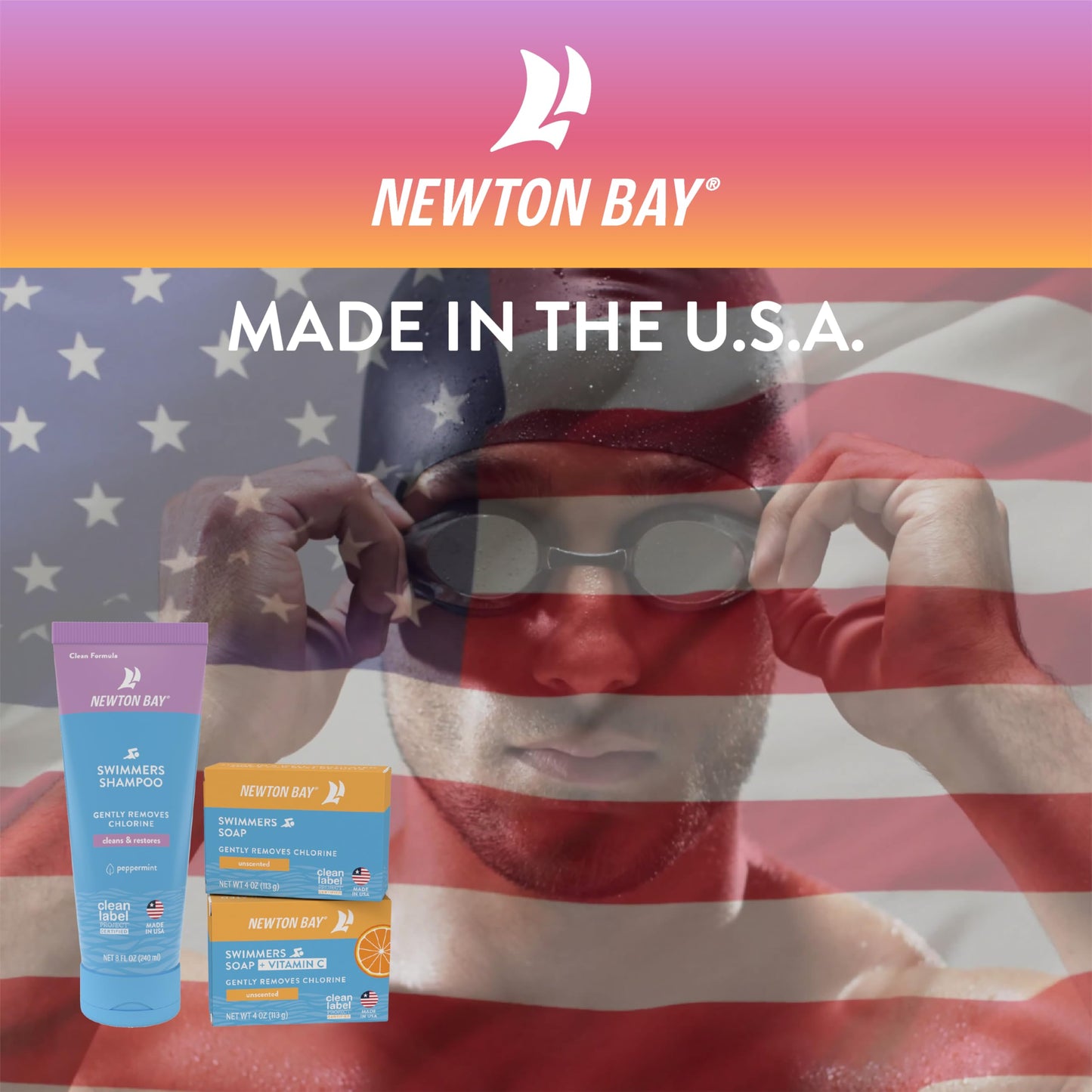 Newton Bay Swimmers Soap + Vitamin C | All Natural Body and Face Wash Soap Bar | Neutralizes and Washes Away Chlorine After Swimming | Revitalizes Sensitive Skin | Single 4 Ounce Soap Bar