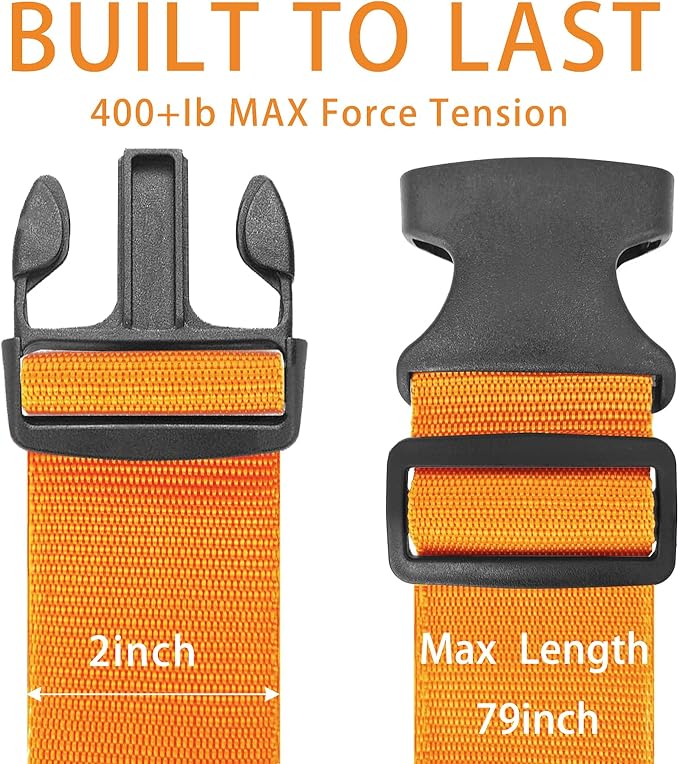 BILIONE 4 Pack Luggage Straps 79" Long Belts Keep Suitcase Secure While Traveling, TSA Approved Add a Bag Premium Accessory for Travel Bag Closure (4PCS Orange)