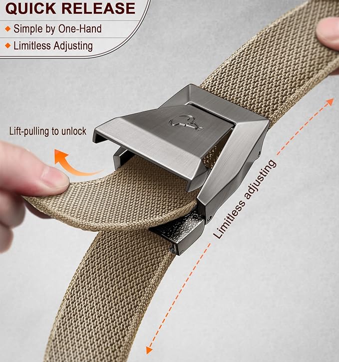 BULLIANT Men Belt 2 Pack,Nylon Web Holster Belt Stretch for Gift Men Outdoor Work Sports Hunting Hiking,Quick Release