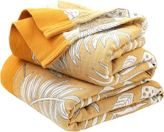 Boho Throw Blanket for Bed 100% Cotton Ultra Soft Rustic Quilt Fall Blanket Floral Printed Farmhouse Decor Bed Blankets,60"×80" All Season Rustic Throw for Sofa Couch Chair