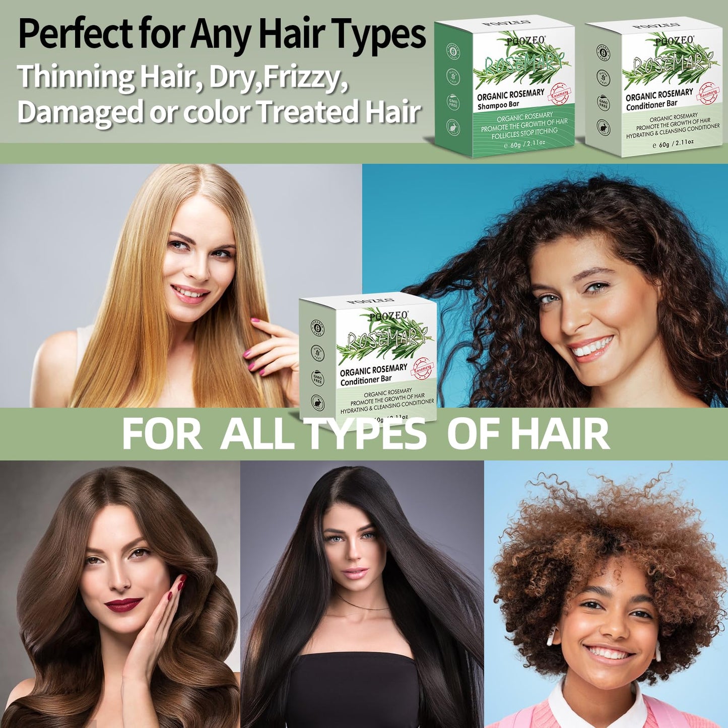 DBEAUTYM 2 Pack Rosemary Shampoo Conditoner Bar Set,Thinning Hair-Volume Shampoo & Conditioner Bar for Men and Women,Hair Thickening & Regrowth Treatment,Hair Growth Soap for Anti-Hair Loss