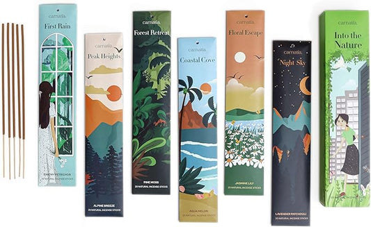 Carnatia Into The Nature Incense Sticks – Set of 6 Fresh, Earthy Scents for Stress Relief, Inner Peace & Clarity | Natural, Long-Lasting Aromas to Reconnect with The Earth Like Never Before!