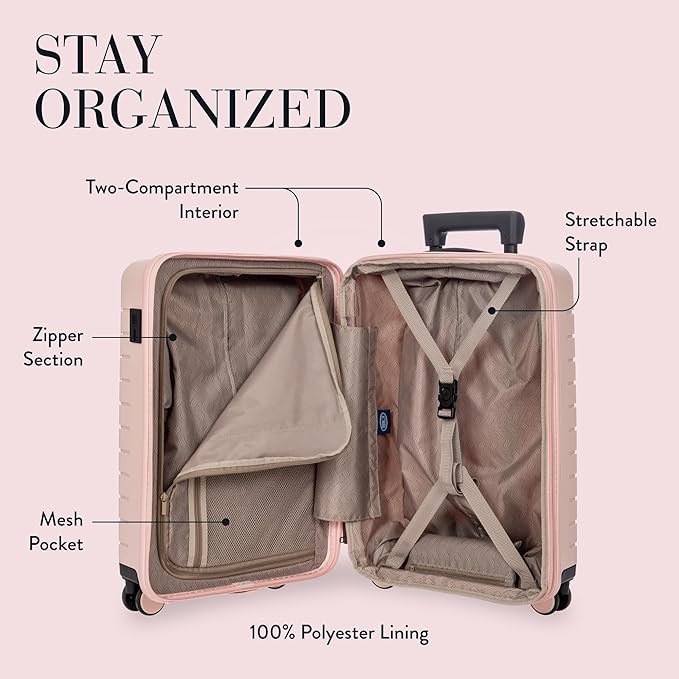 Bric's B|Y Ulisse Spinner Suitcase - 21 Inch Carry-On Luggage - Hard Exterior and TSA-Approved Lock - Rosa Perla