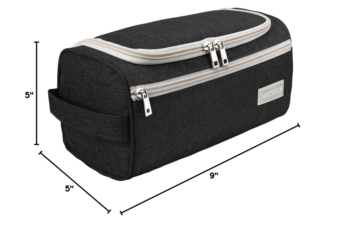 Pantheon Men's Toiletry Bag - Travel Toiletry Bag Wash Bag Hanging Dopp Kit Shaving Kit for Bathroom Shower - Mens Travel Bag Hanging Toiletry Organizer Toiletry Kit for Traveling (Black)