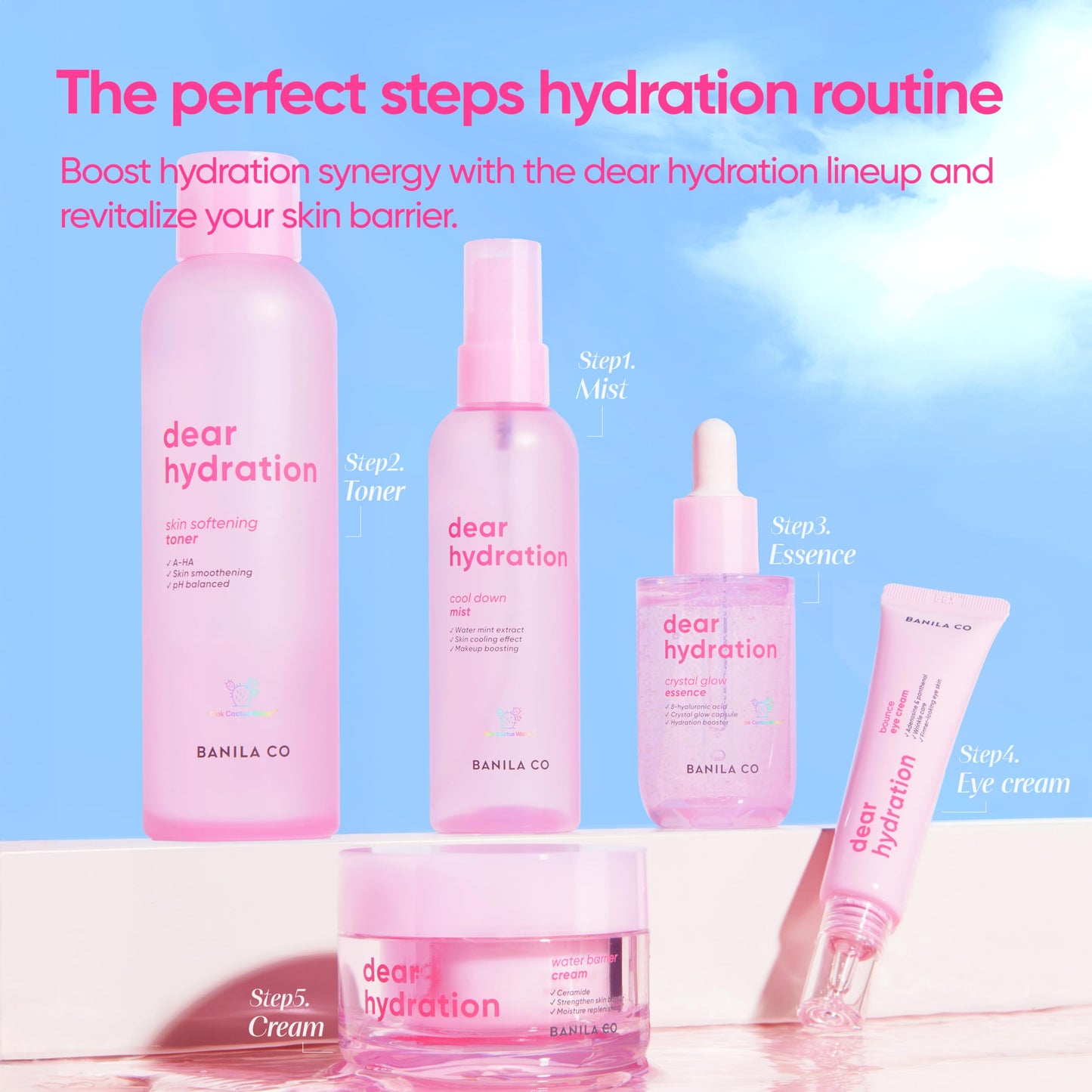 BANILA CO Dear Hydration Cool Down Mist | Lightweight Skin Cooling & Moisturizing Makeup Fixer Setting Spray | Hydration Boost, Radiant Glow Serum (99ml / 3.34 fl oz)