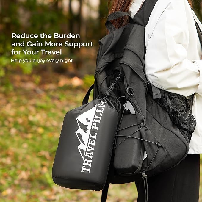 Travel Pillow Memory Foam Pillows, Camping Pillow-Compressible Medium Firm, Breathable Cover, Ideal Backpacking Hiking, Bed Pillows, Airplane and Car (White, S)