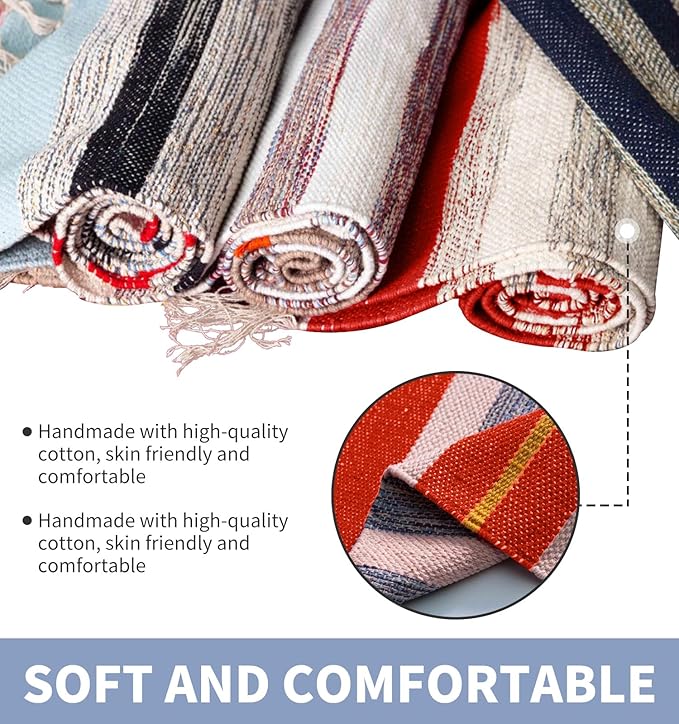 Cifupy Handmade Organic Yoga Mat made with Organic Cotton Yoga Mat - Non Slip Hand-Woven Foldable Yoga Rug Provides Excellent Comfort, Traction & Support for Indoor & Outdoor Use - 24 x 72 Inches