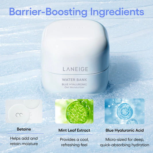 LANEIGE Water Bank Blue Hyaluronic Gel Moisturizer Mini: Lightweight Hydrating Face Gel with Mint Extract, Hypoallergenic & Dermatologist-Tested