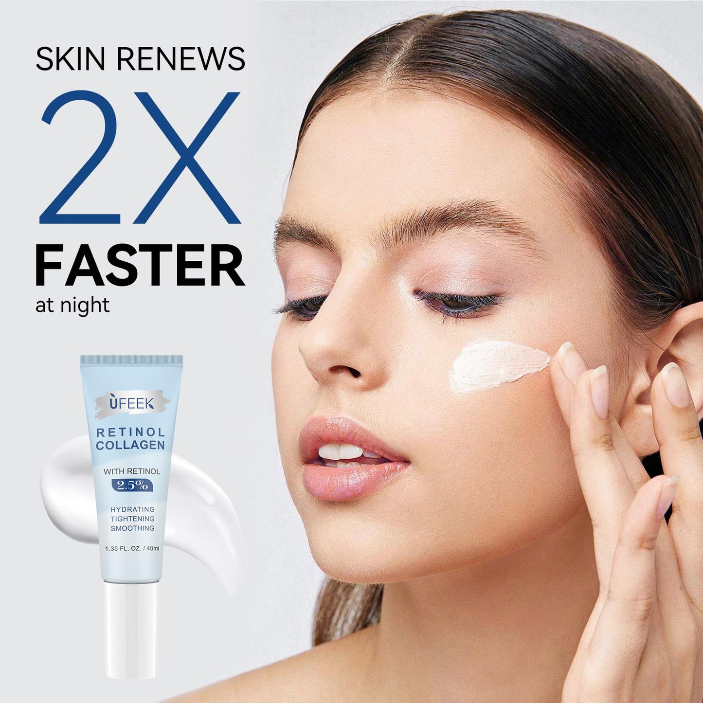 Retinol Moisturizer Face Cream with Collagen, Hyaluronic Acid – Anti Aging & Hydrating Cream for Face, Chest & Body – Instant Face Lift Cream, Neck wrinkle cream for Men & Women, 1.35 FL OZ