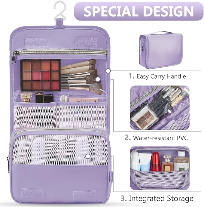 8 Set Packing Cubes for Travel, Gifts for Women Mom,Anti-Tearing Suitcase Organizer for Luggage with Shoe & Hanging Toiletry Bag,OlarHike Vacation Essentials & Accessories for Cruise Ship,Light Purple