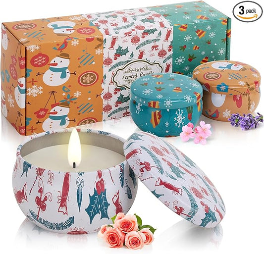 New Year's Candles Set Gift, Super Value 3 Pack 2.5 oz Aromatherapy Candles for Home Scented, Christmas Candles Gifts for Women, 3 Fragrant Scented Candles Set Can Meet Your Various Needs