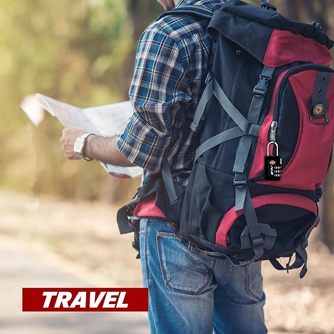 BV TSA Accepted Luggage Travel Lock, Set-Your-Own Combination Lock for School Gym Locker, Luggage Suitcase Baggage Locks, Filing Cabinets, Toolbox, Case (Black, 2 Pack)