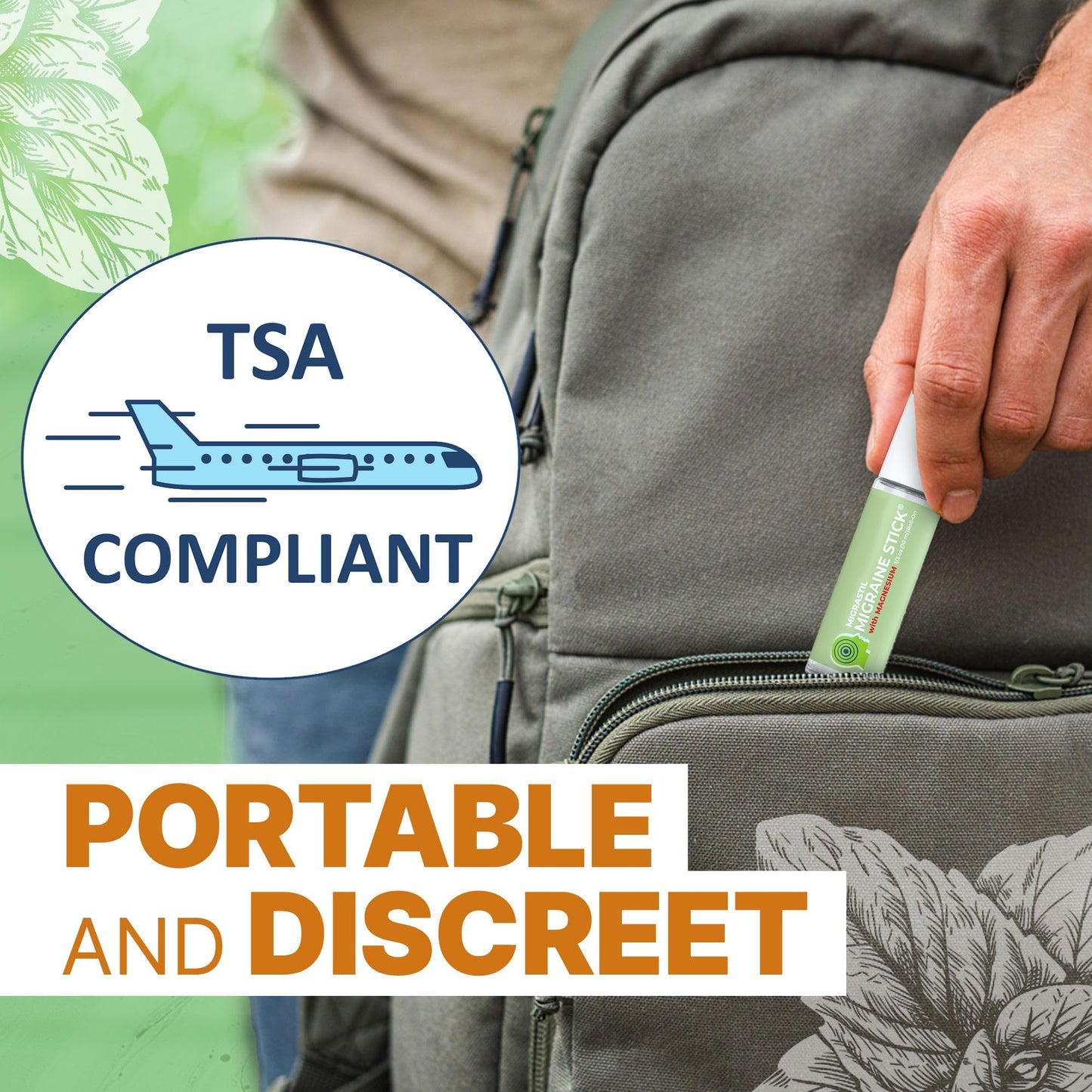 MIGRASTIL Migraine Stick with Magnesium Cooling Peppermint Eucalyptus Essential Oil Topical Magnesium for Headache Support. Made in The USA 10 ml