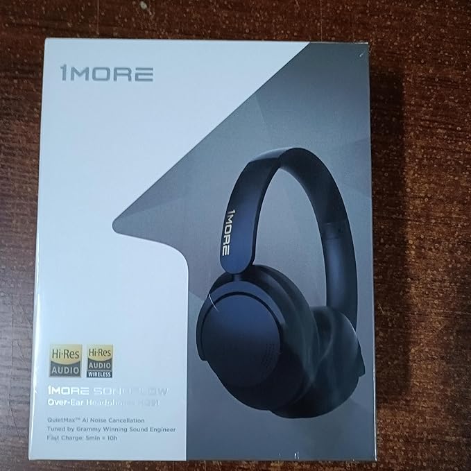 1MORE SonoFlow Pro HQ51 Wireless Over-Ear Headphones, Reduce Noise by Up to 45dB, Hi-Res Audio, 100H Playtime, App Control, Bluetooth 5.4, AI Clear Calls, Lightweight Fit for Travel Office, Matte Gray