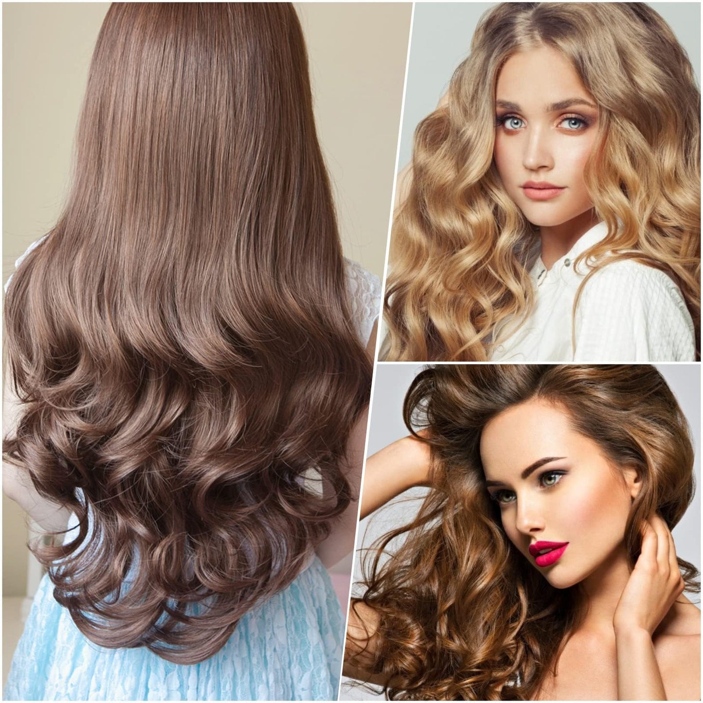 Jumbo Hair Curlers Rollers, 12Pcs 60mm Jumbo Hair Roller Curlers Self Grip Holding Rollers with 12Pcs Hair Clips for Long Straight Thick Hair (Rose Red)