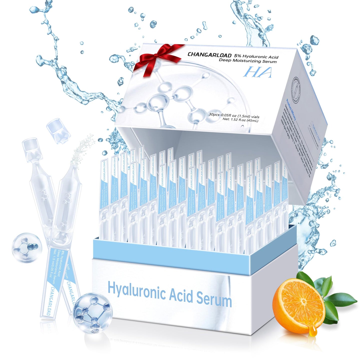 5% Ultra Hydrating Serum Vials with Niacinamide,Collagen Stem Cell,Wake Nature Perfection|AntiAging|Deep Hydration|CellActivation-1.5ml*30Pcs Ultra Hyaluronic Acid Serum for Face