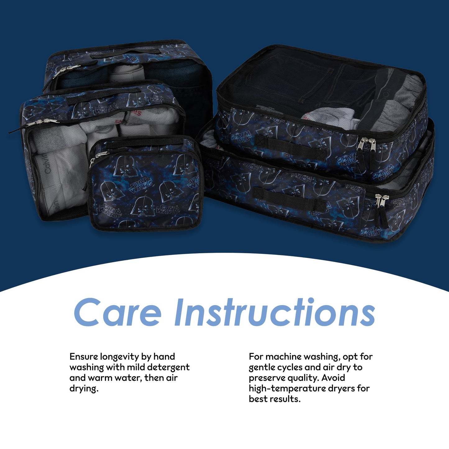 Star Wars Packing Cube Set - Darth Vader, Storm Trooper, Yoda - 5 Piece Packing Cube Travel Essential - Luggage Organizer Set - For Kids,Teens, Adults