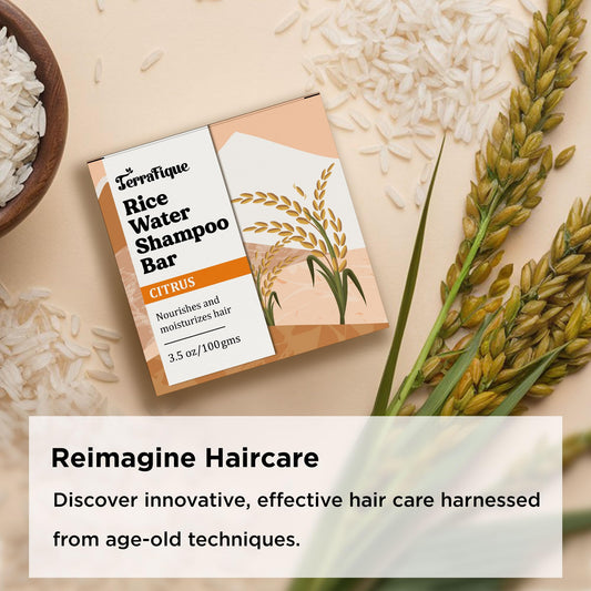 Terrafique Rice Water Shampoo Bar - Cleans, Strengthens - Bar Shampoo for Thinning Hair - Color Safe - Travel Soap - Contains Shea, Coconut Oil and Rice Water for Hair Growth - Citrus - 3.5 Oz- 2 Pack