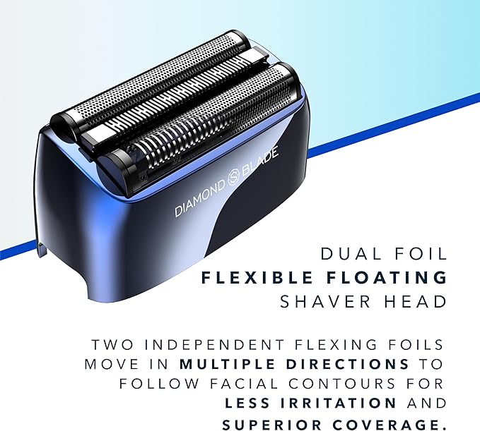 Blade & Stone™ PS501 Foil Shaver | Graphene-X™ Blade | Professional Foil Shaver for Men | 8000 RPM Durable Motor, All-Metal, Cordless Barber Shaver - Big Blue