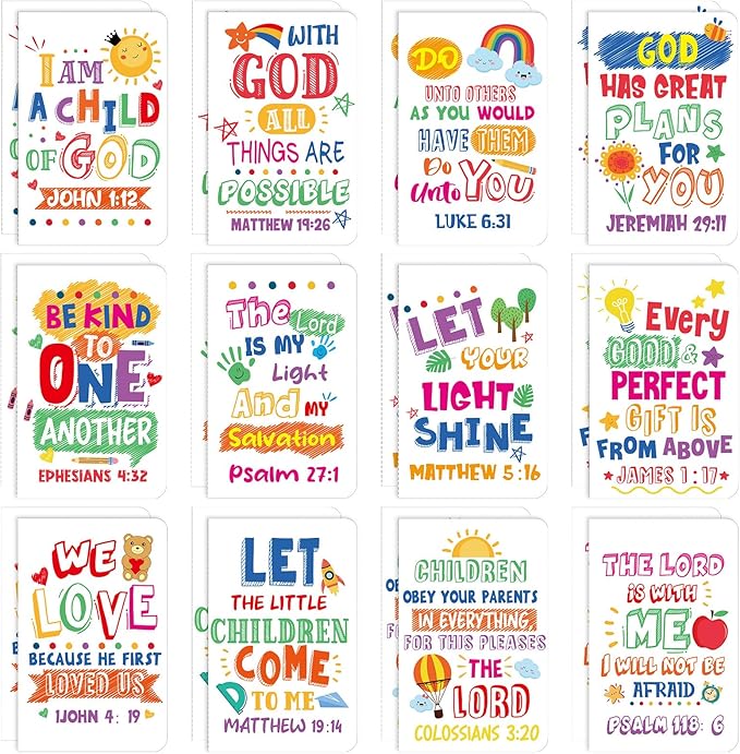 24Pcs Bible Verse Notepads,Mini Religious Pocket Notebooks Motivational Christian Small Inspirational Notepads Journals Gift Bulk Prizes for Kids Teacher School Home Travel Supplies (Bible White)