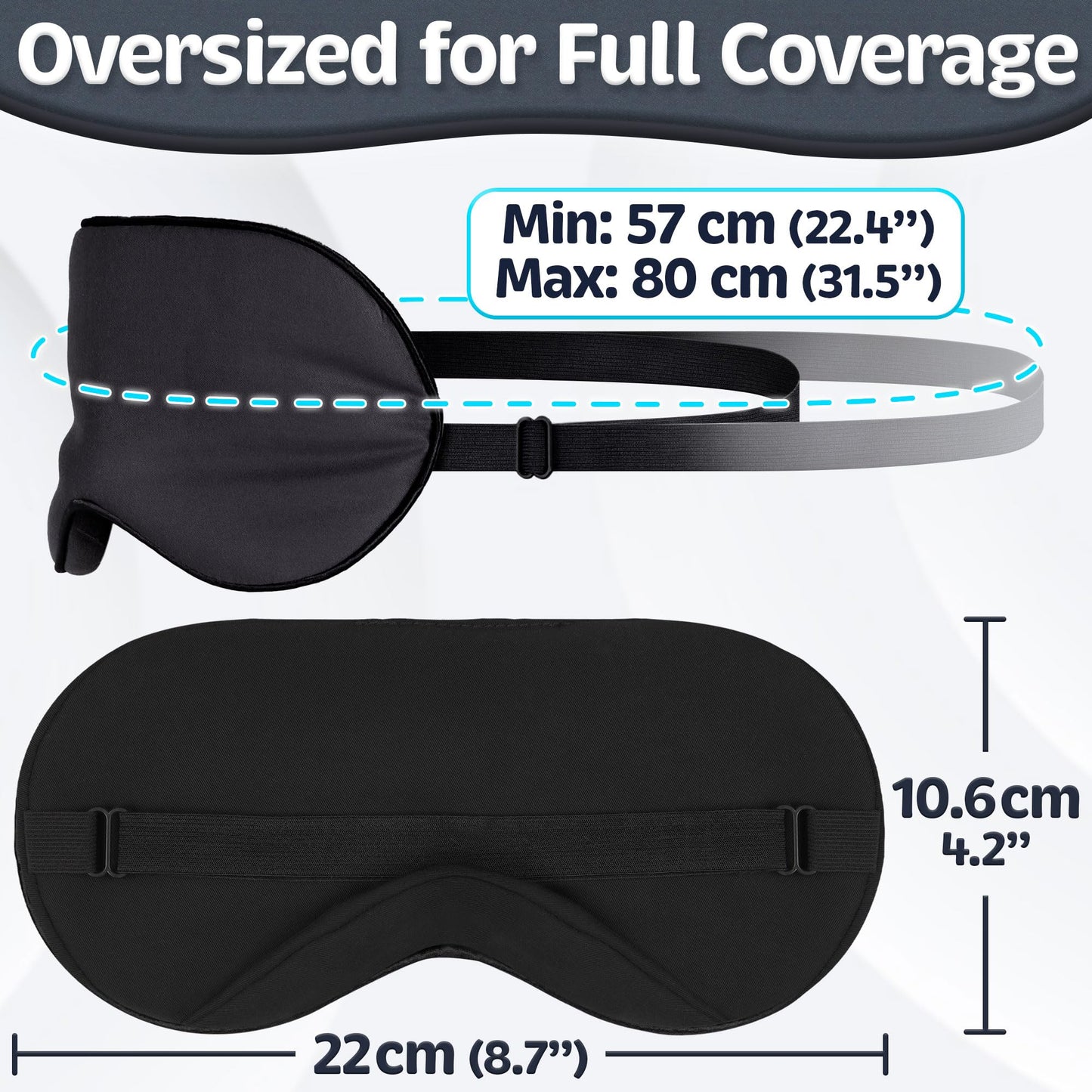 Vegan Silk - Sleep Mask - Black, 100% Tencel - Eye Mask - Blackout Blindfold for Women & Men - Reusable Eye Cover for Travel - Comfortable, Lightweight & Contoured Sleeping Shades