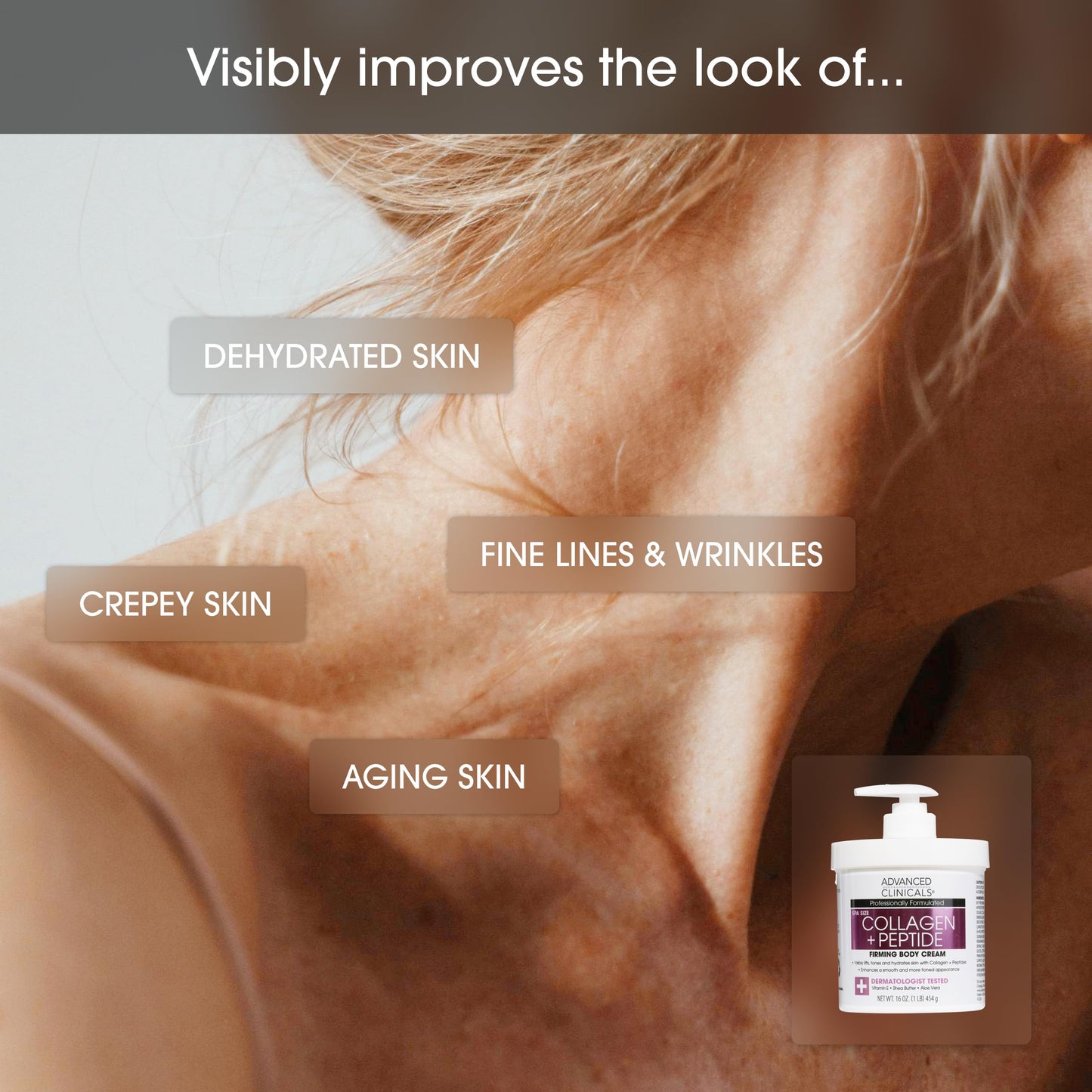 Advanced Clinicals Collagen Peptides Firming Body Lotion Face Cream + Collagen Body Oil Moisturizer 2PC Skin Care Set For Women & Men | Skin Tightening Dry Skin Moisturizing Cream & Massage Oil, 2PC