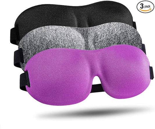 LKY DIGITAL Sleep Mask for Side Sleeper 3 Pack, Blackout 3D Eye Mask for Sleeping, Night Blindfold for Men Women