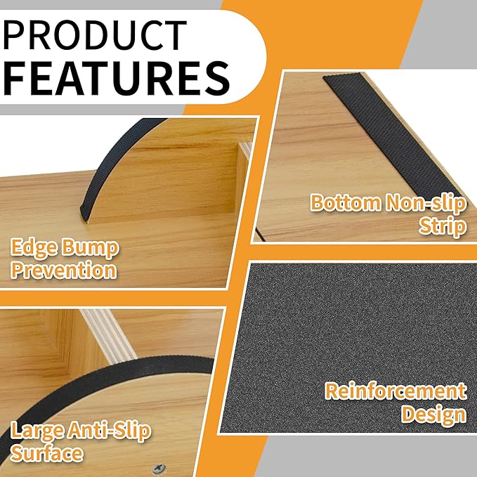 Balance Board for Physical Therapy, Wooden Wobble Board for Balance Training and Ankle Strengthening, Anti-Slip Surface, 350 lbs Capacity Standing Desk Rocker Board