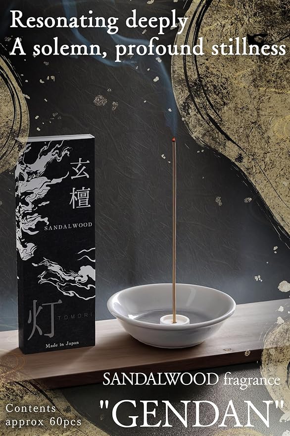 Sandalwood Spicy Premium Japanese Incense Sticks 60sticks Coreless Low Smoke Natural Charcoal Free Non Toxic Temple Kyoto Aroma Aromatherapy Meditation Calming Stress Relief Relaxation Yoga TOMORI