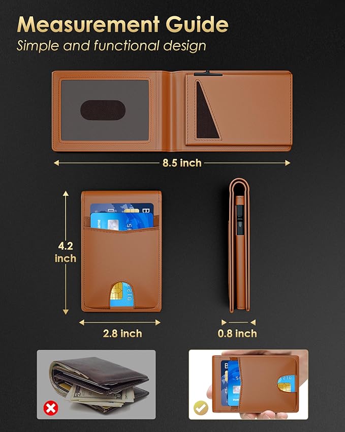 2025 Wallet for Men - RFID Blocking [Functional & Practical] Bifold Slim Minimalist Credit Card Holder Pop Up Wallet Metal Case with Cash Slot, Front Pocket with ID Window, Gift Boxed