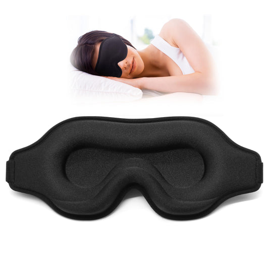 Sleep Eye Mask for Side Sleeper, Lash Extensions 3D Contoured Cup Sleeping Mask for Men Women, Travel Blackout Night Blindfold Eye Shade Cover with Adjustable Strap (Black-Side Sleeper)
