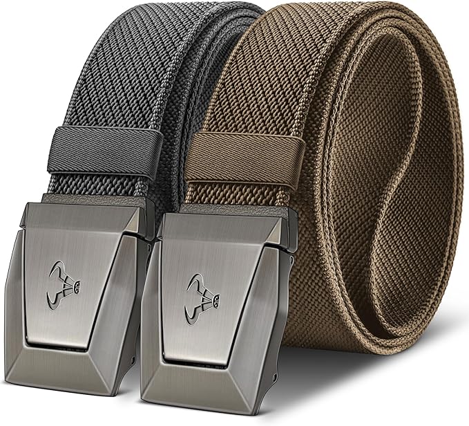 BULLIANT Men Belt 2 Pack,Nylon Web Holster Belt Stretch for Gift Men Outdoor Work Sports Hunting Hiking,Quick Release