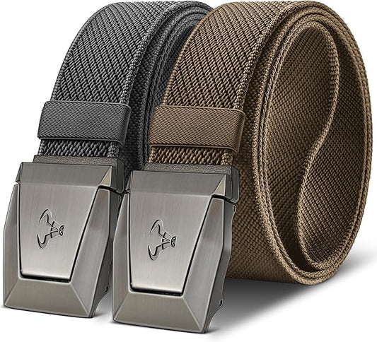 BULLIANT Men Belt 2 Pack,Nylon Web Holster Belt Stretch for Gift Men Outdoor Work Sports Hunting Hiking,Quick Release