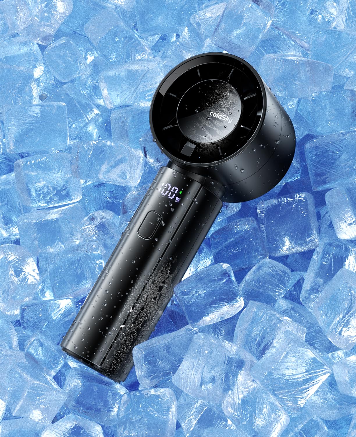 coldSky Portable Handheld Turbo Fan, 4000mAh Rechargeable High Speed Personal Fan With 5 Speeds, Small Cooling Fans With Digital Display For Women Outdoor, Travel, Vacation