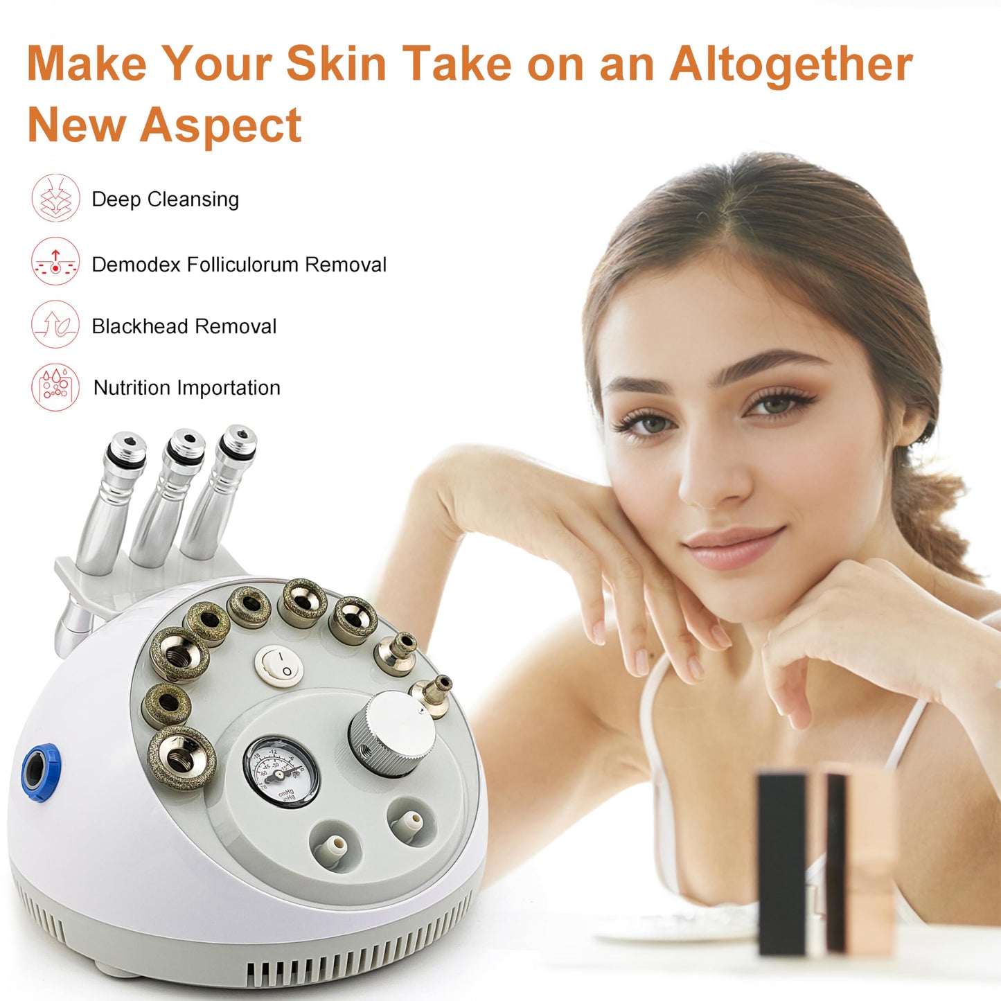 4 In 1 Diamond Dermabrasion Microdermabrasion Skin Scrubber Vacuum Facial peeling Sprayer Blackhead Acne Remover Skin Care Beauty Machine Elitzia ET33P4