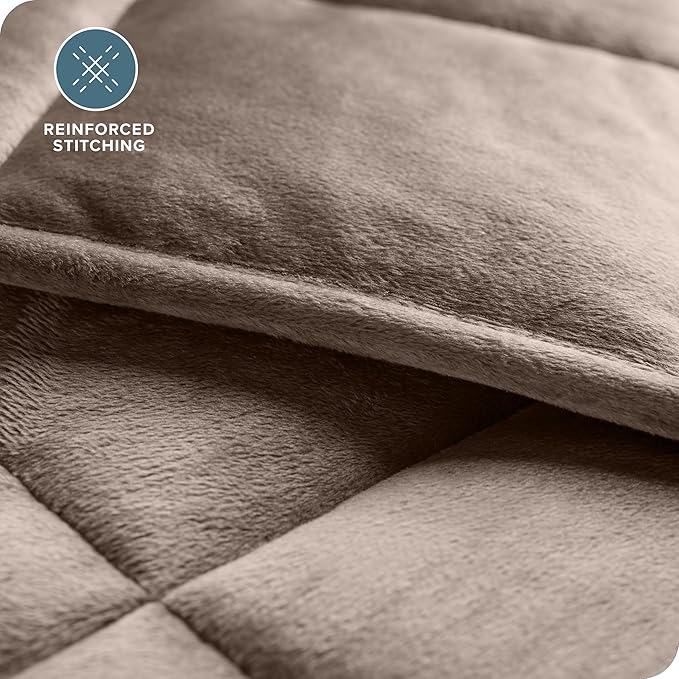 Bare Home Weighted Blanket King Size 25lb (80" x 87") for Adults - Minky Fleece - Premium Heavy Blanket Nontoxic Glass Beads (Taupe, 80"x87")