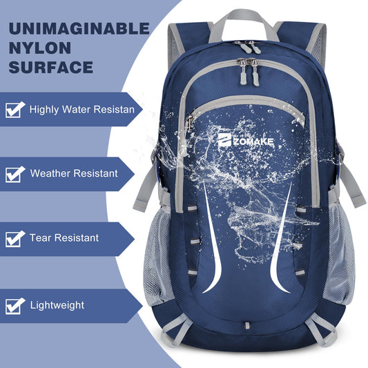 ZOMAKE Lightweight Packable Backpack 35L, Foldable Backpacks Water Resistant Collapsible Light Daypack for Hiking(Navy Blue)