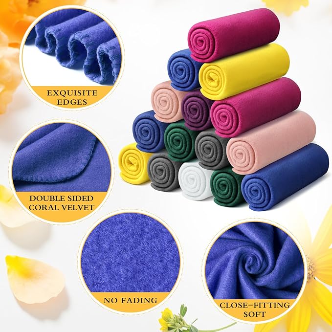 Kinlop 40 Packs Fleece Blanket Bulk 60 x 50 Inch Soft Lightweight Fleece Cozy Blanket Warm Throw Plush Pet Throw for Bed Couch Sofa Home Office Wedding Gifts Travel Camping (Vibrant Color)