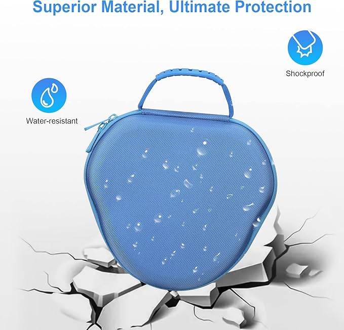 BOVKE Hard Carrying Case with Sleep Mode for Apple AirPods Max Wireless Over-Ear Headphones, AirPods Max Protective Portable Storage Bag with Mesh Pocket for Headphone Accessories, Blue