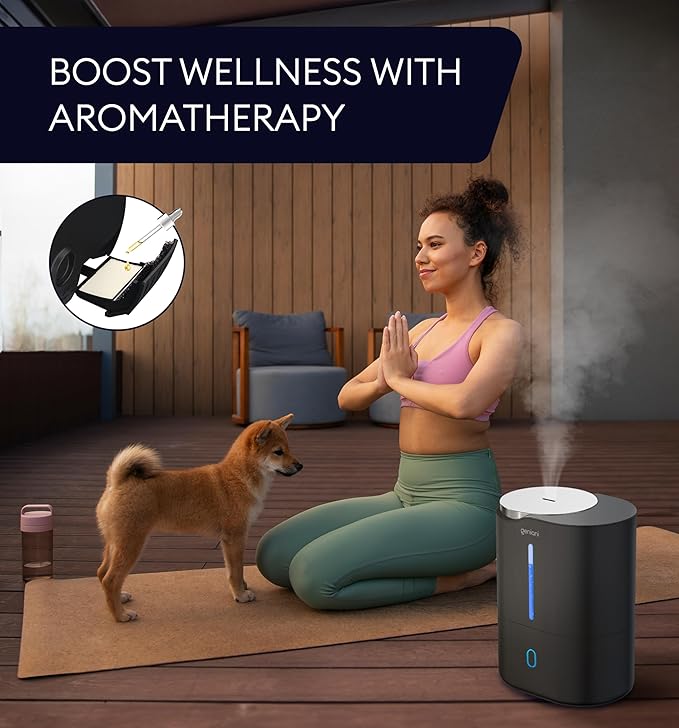 GENIANI Ultrasonic Cool Mist Humidifier for Bedroom, Large Rooms, Home, 4L - Easy Fill & Clean Humidifier for Plants w/Auto Shut-off, 40H Runtime - Quiet, Top Fill Air Humidifier & Vaporizer for Baby
