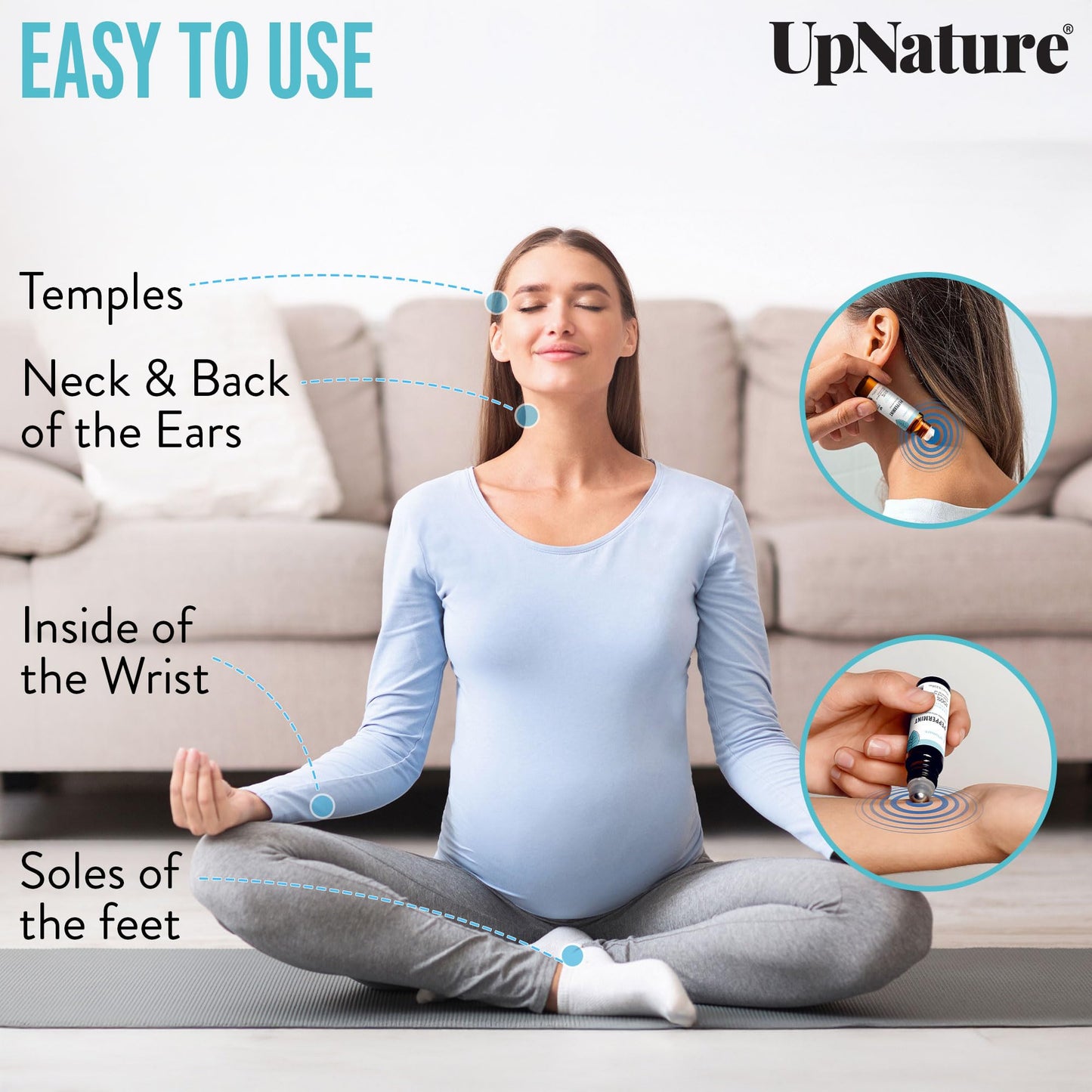 UpNature Peppermint Essential Oil Roll On - Natural Nausea Morning Sickness Relief for Pregnant Women - Pregnancy Must Haves Rollerball Roller