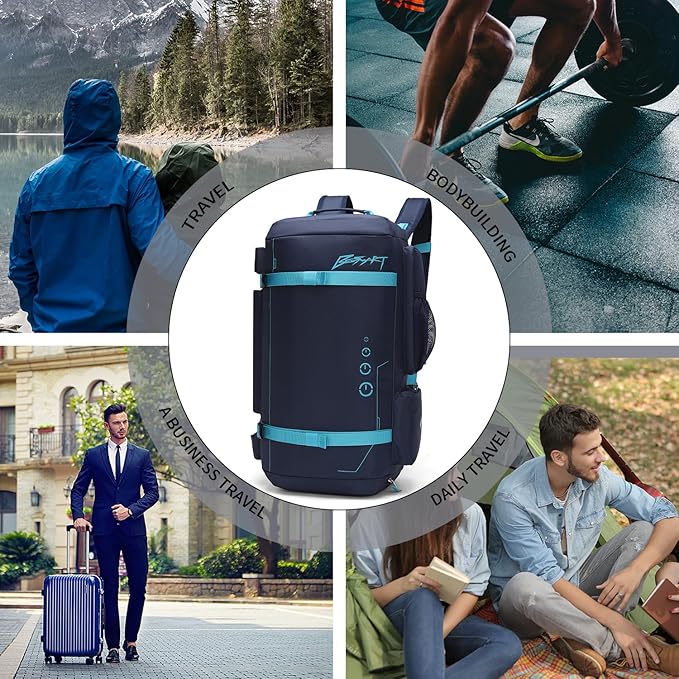 BE SMART 40L Extra Large Gym Backpack for Men, Big Gym Bag with Shoes Compartment, Waterproof Heavy Duty Duffel Bags, Men's Workout Backpacks for Outdoor Sport,Hiking,Camping,Travel