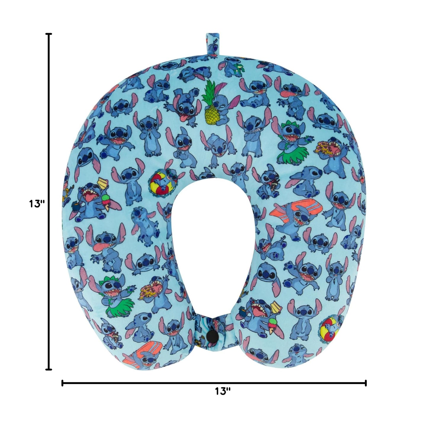Disney Stitch Kids Travel Neck Pillow for Airplane, Car and Office Comfortable and Breathable, Blue