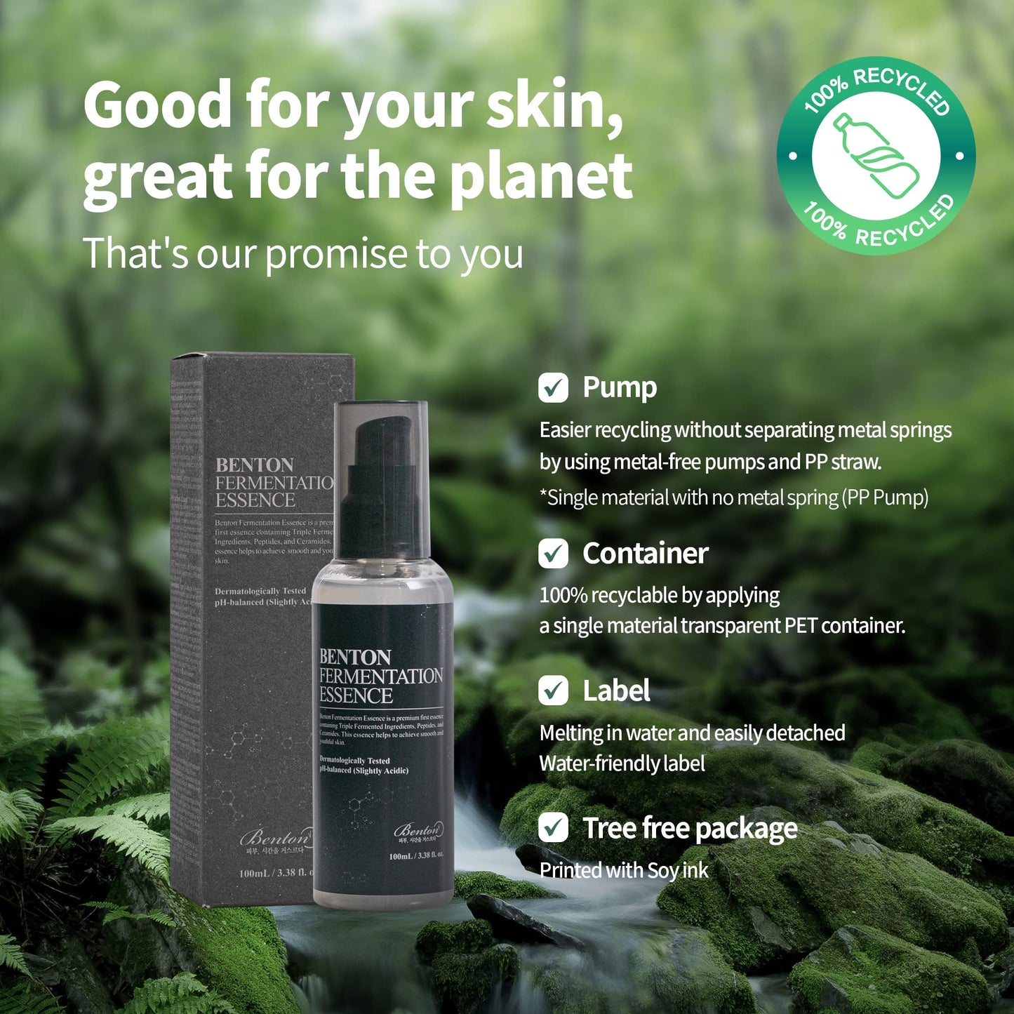 BENTON Fermentation Essence Skin Care 3.38 fl.oz. - Galactomyces & Bifida & Lactobacillus/Collagen, Tone Balancing, Smoothing, Elasticity, Korean Clean Beauty Skin Care