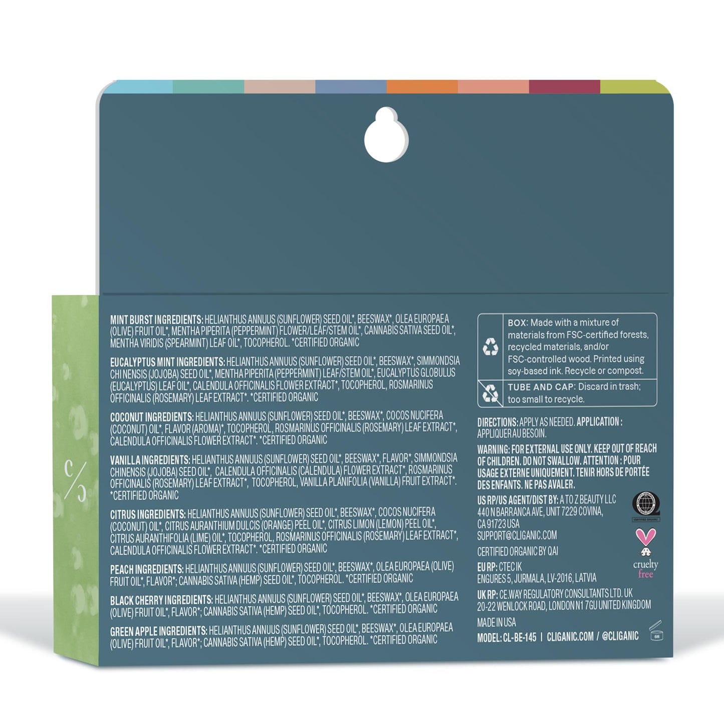 Cliganic Organic Lip Balm Set (Fresh Picked, 8 Flavors) - 100% Natural Moisturizer for Cracked & Dry Lips