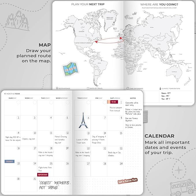 Clever Fox Travel Journal – Vacation & Trip Organizer with Budget Plan, Packing List, Travelling Expense Tracker, A5 (Foggy Alps)