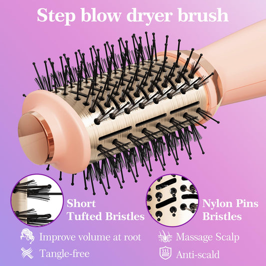 Voseki Hair Dryer Brush Blow Dryer Brush in One, 4-in-1 Hair Dryer Brush Blow Dryer with Oval Barrel, Mini Hot Air Brush for All Hair Types(Pink)