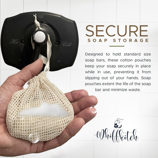 Whiffkitch Soap Pouch 5-Pack – Versatile Mesh Scrubber Wash Bag for Shower & Bath, Soft Cotton Bar Soap Holder & Travel Bag, Durable Scrubber Pouch for Rich Lather, 4x5 inches