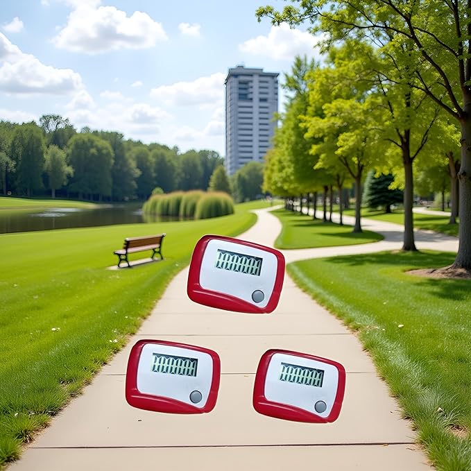 3Pcs Portable Counter Mini Digital LCD Pedometer Sports Walking Running Step Counter Meter Walking Distance Miles,Exercise Time, Calorie Counter, Daily Target Monitor,Electronics and Gadgets,Red